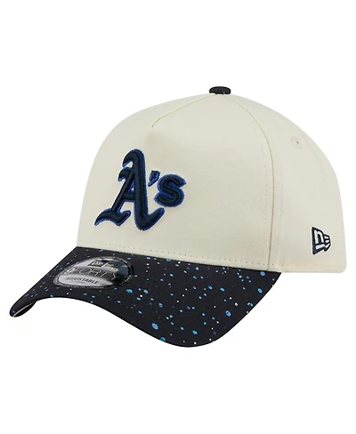 New Era Men's Cream Athletics Speckle A-Frame 9FORTY Adjustable Hat