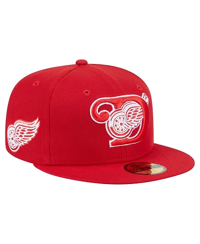 New Era Men's Red Detroit Wings Deceptor 59FIFTY Fitted Hat