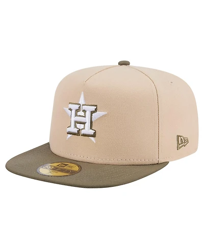 New Era Men's Light Beige/Olive Houston Astros Two-Tone Color Pack A-Frame 59FIFTY Fitted Hat