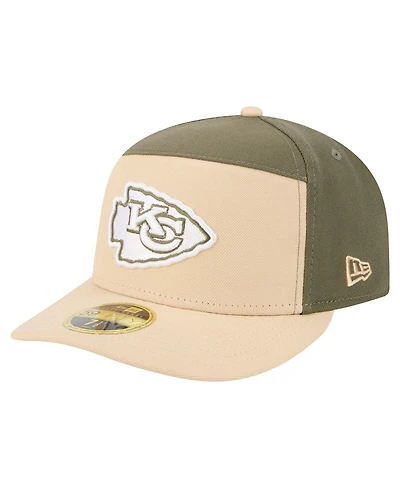 New Era Men's Light Beige/Olive Kansas City Chiefs Two-Tone Color Pack Split Panel 59FIFTY Fitted Hat