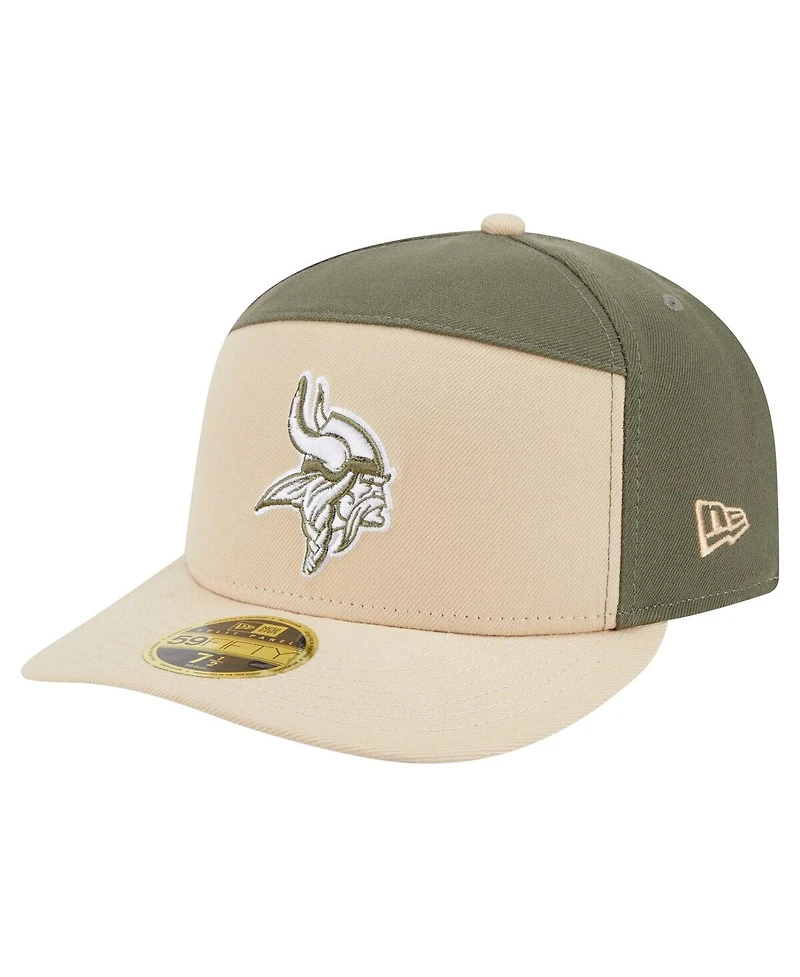 New Era Men's Light Beige/Olive Minnesota Vikings Two-Tone Color Pack Split Panel 59FIFTY Fitted Hat