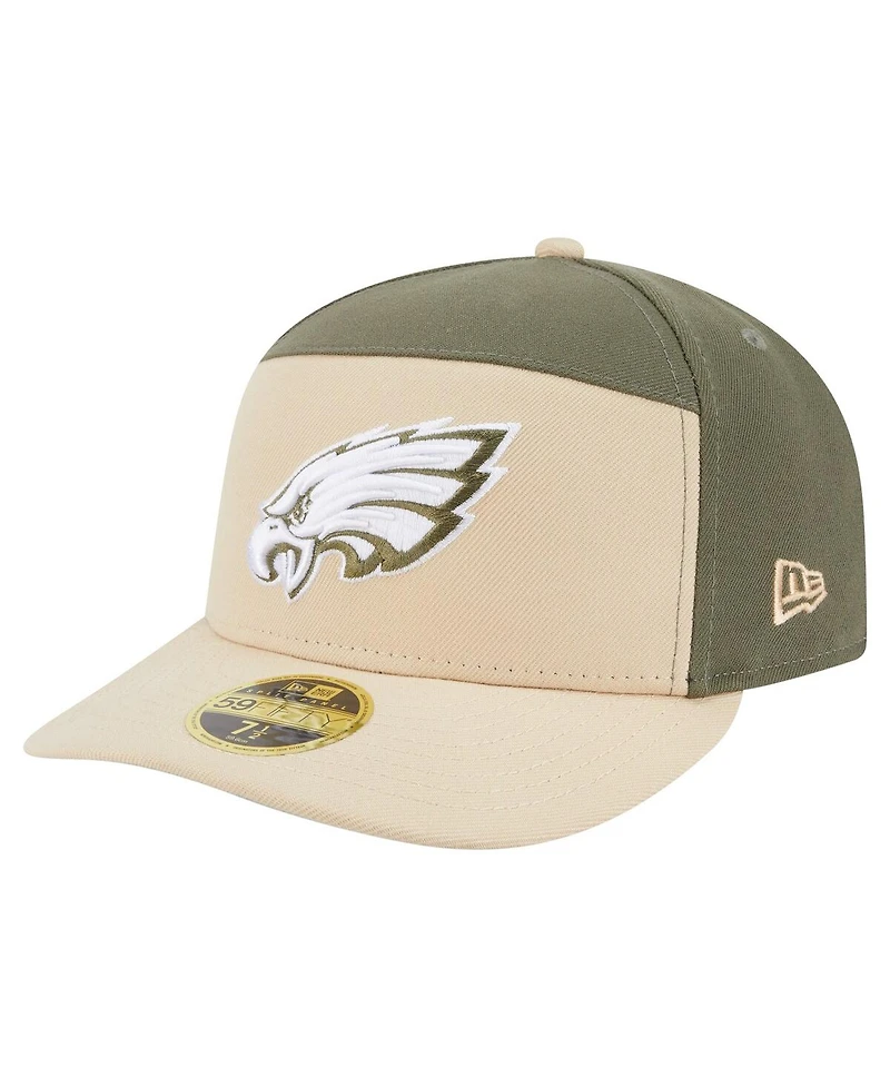 New Era Men's Light Beige/Olive Philadelphia Eagles Two-Tone Color Pack Split Panel 59FIFTY Fitted Hat