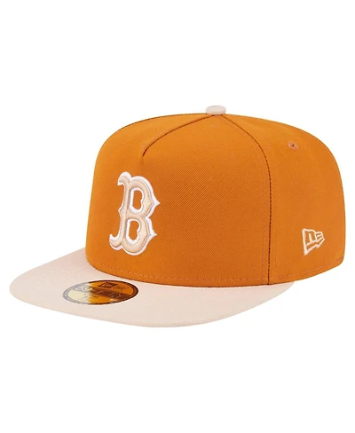 New Era Men's Orange/Light Beige Boston Red Sox Two-Tone Color Pack A-Frame 59FIFTY Fitted Hat