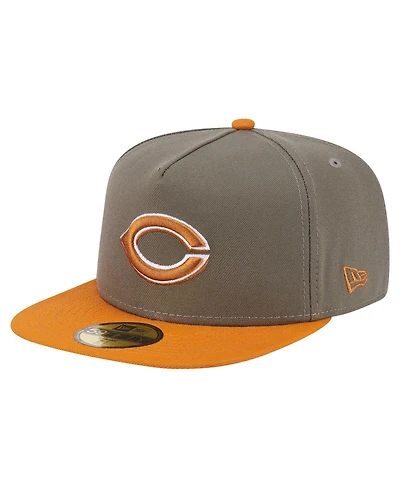 New Era Men's Olive/Orange Cincinnati Reds Two-Tone Color Pack A-Frame 59FIFTY Fitted Hat