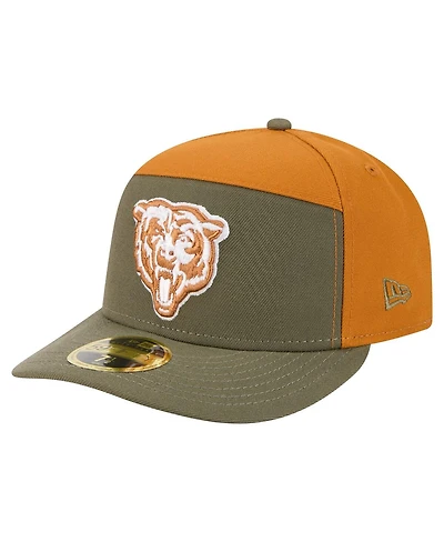 New Era Men's Olive/Brown Chicago Bears Two-Tone Color Pack Split Panel 59FIFTY Fitted Hat