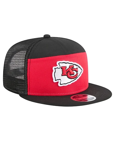 New Era Men's Red/Black Kansas City Chiefs Outdoor Split Panel 9FIFTY Snapback Hat