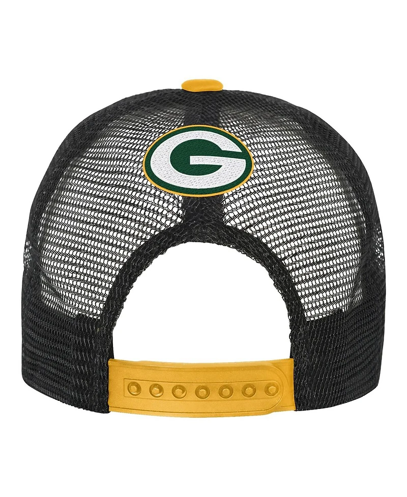 Outerstuff Big Boys and Girls White/Gold Green Bay Packers Modern Fan Trucker Adjustable Hat