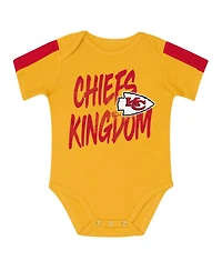 Outerstuff Baby Boys and Girls 3-Piece Red/Gold Kansas City Chiefs Double Down Creeper Pants Set