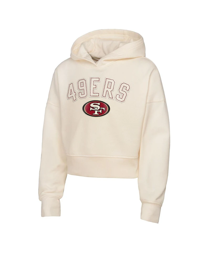 Outerstuff Big Girls Cream San Francisco 49ers Oversized Cropped Blitz Hoodie