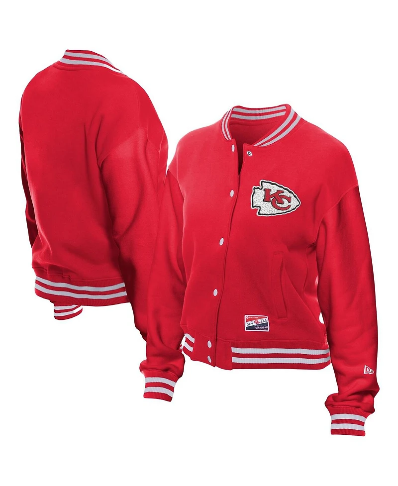 New Era Women's Red Kansas City Chiefs Throwback Fleece Full-Snap Jacket