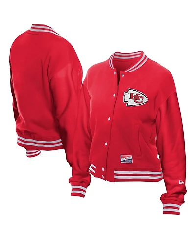 New Era Women's Red Kansas City Chiefs Throwback Fleece Full-Snap Jacket