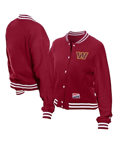 New Era Women's Burgundy Washington Commanders Throwback Fleece Full-Snap Jacket