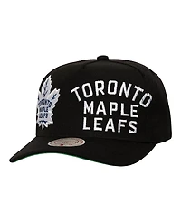Mitchell & Ness Men's Black Toronto Maple Leaf's Busted Logo Wordmark Wrap-Around Pro Pinch Adjustable Hat