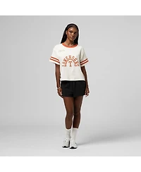 Mitchell & Ness Women's Cream Texas Longhorns Cropped Ringer T-Shirt