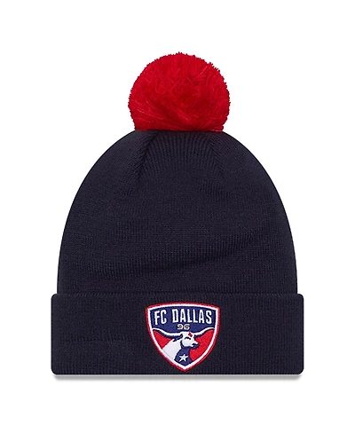 New Era Men's Navy Fc Dallas Jersey Hook Cuff With Pom Knit Hat