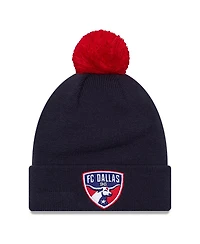 New Era Men's Navy Fc Dallas Jersey Hook Cuff With Pom Knit Hat