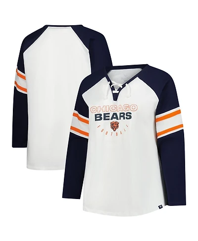 Fanatics Women's White Chicago Bears Plus Size Redzone Lace Up Long Sleeve T-Shirt
