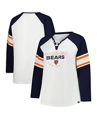 Fanatics Women's White Chicago Bears Plus Size Redzone Lace Up Long Sleeve T-Shirt