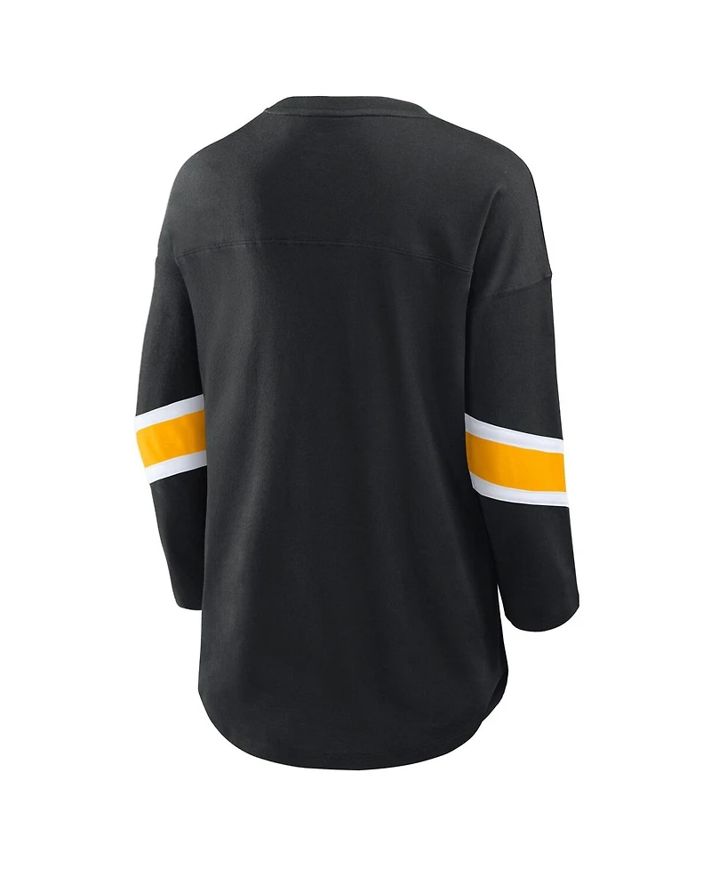 Fanatics Women's Black Pittsburgh Steelers Plus Redzone 3/4-Sleeve T-Shirt