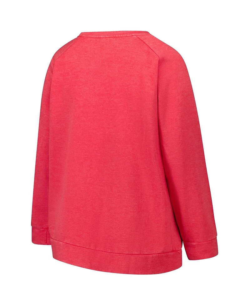 Profile Women's Red Kansas City Chiefs Acid Wash Raglan Pullover Sweatshirt