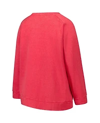 Profile Women's Red Kansas City Chiefs Acid Wash Raglan Pullover Sweatshirt