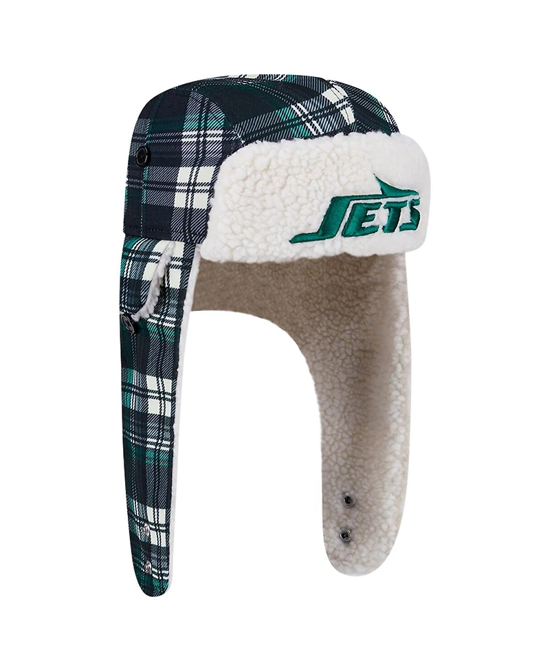 New Era Black York Jets Sideline Plaid Sherpa Trapper Hat