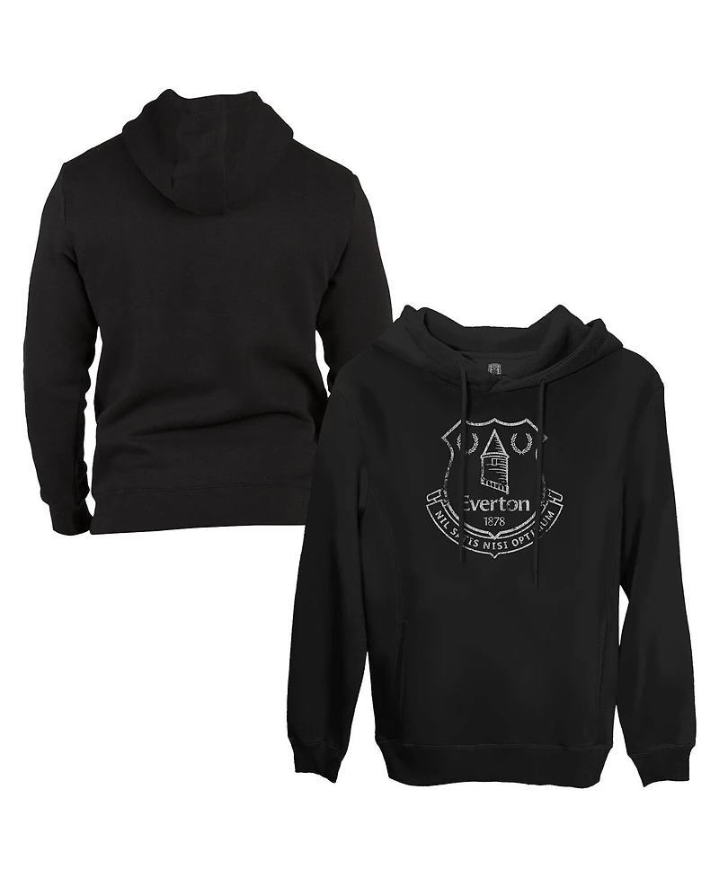 1863FC Men's Black Everton Monochrome Badge Fleece Pullover Hoodie