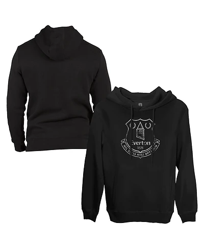 1863FC Men's Black Everton Monochrome Badge Fleece Pullover Hoodie