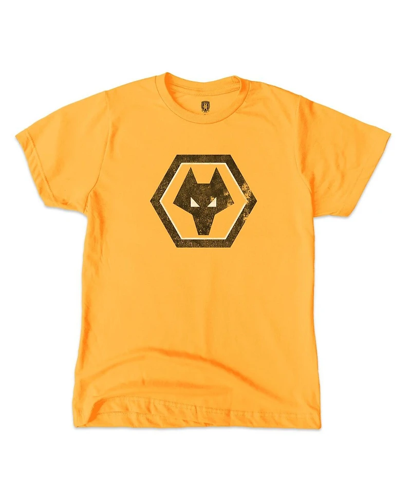 1863FC Big Boys and Girls Gold Wolverhampton Wanderers Color Badge T-Shirt