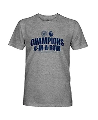 1863FC Men's Heather Gray Manchester City Four-Time Consecutive Premier League Champions Lockup Retro Tri-Blend T-Shirt