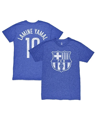 1863FC Men's Lamine Yamal Heather Royal Barcelona Player Name Number Twisted Tri-Blend Slub T-Shirt