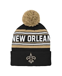 Outerstuff Preschool Black New Orleans Saints Jacquard Cuffed Knit Pom with Hat
