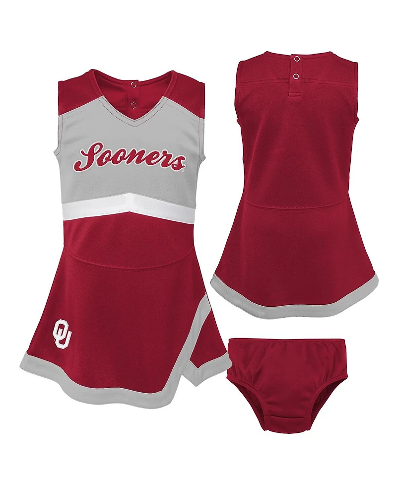 Outerstuff Girls Preschool 2-Piece Crimson Oklahoma Sooners Cheer Captain Jumper Dress Bloomers Set