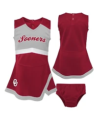 Outerstuff Girls Preschool 2-Piece Crimson Oklahoma Sooners Cheer Captain Jumper Dress Bloomers Set