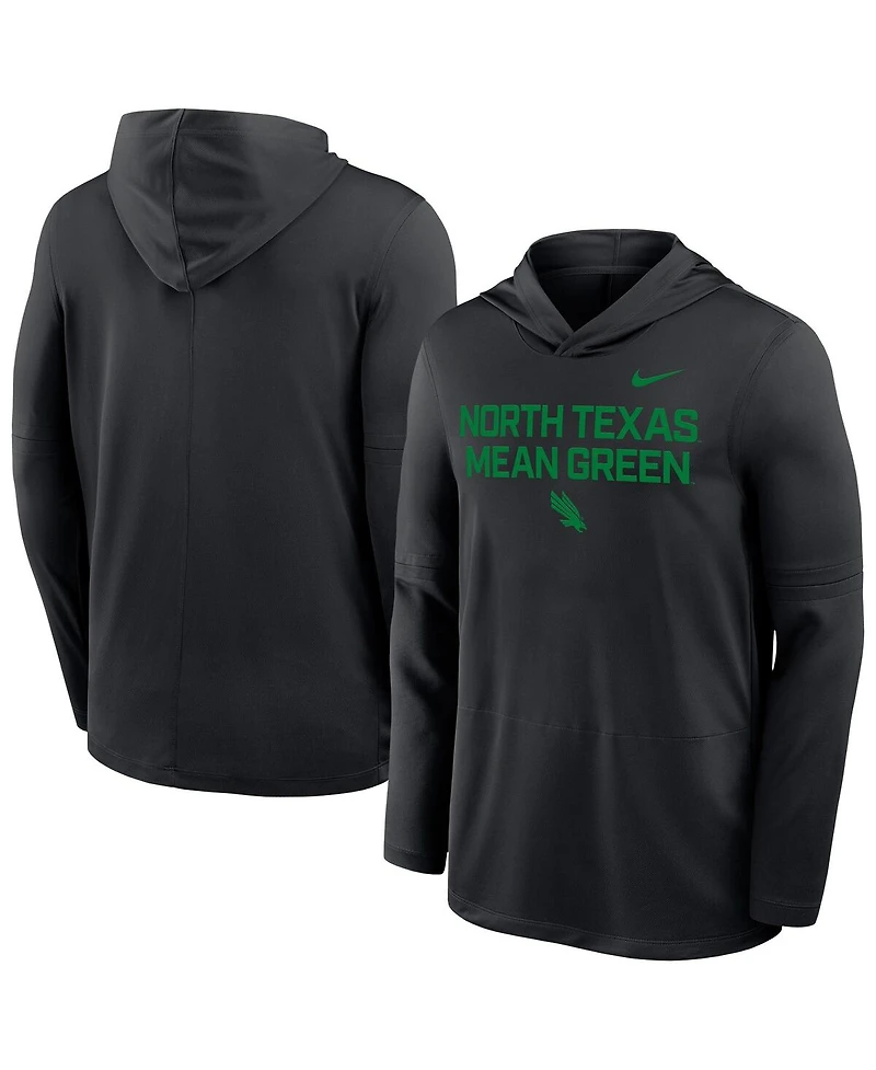 Nike Men's Black North Texas Mean Green Sideline Dri-fit Lightweight Hoodie
