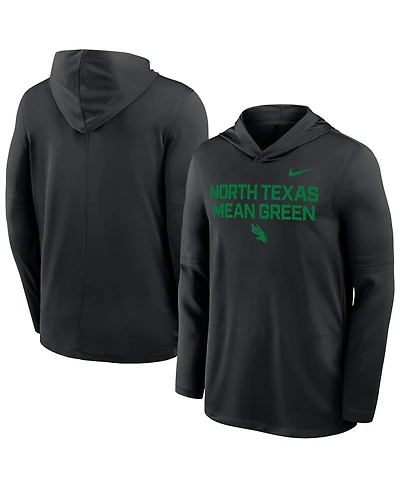 Nike Men's Black North Texas Mean Green Sideline Dri-fit Lightweight Hoodie