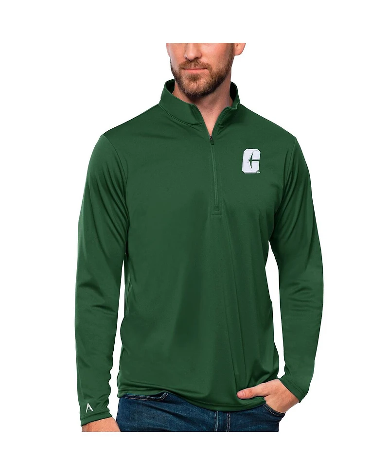 Antigua Men's Green Charlotte 49ers Tribute Quarter-Zip Top