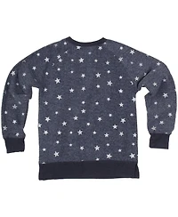 Wes & Willy Big Girls Navy Chicago Bears Shimmer Star Reverse Fleece Pullover Sweatshirt