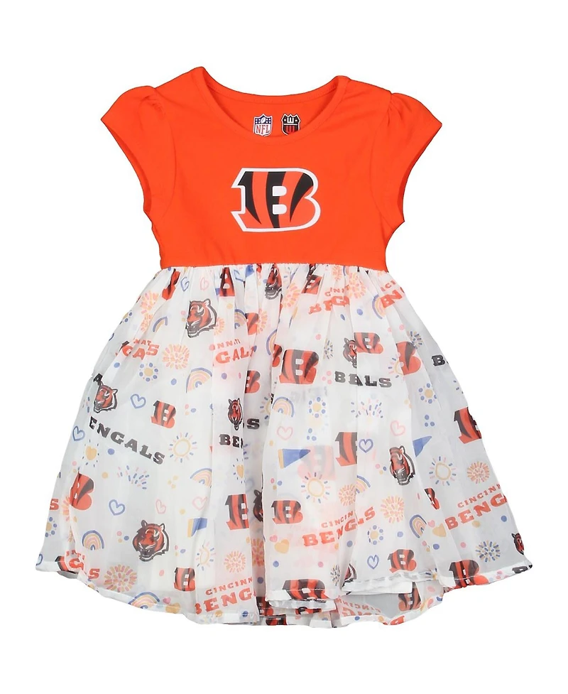 Wes & Willy Girls Toddler Orange Cincinnati Bengals Princess Dress