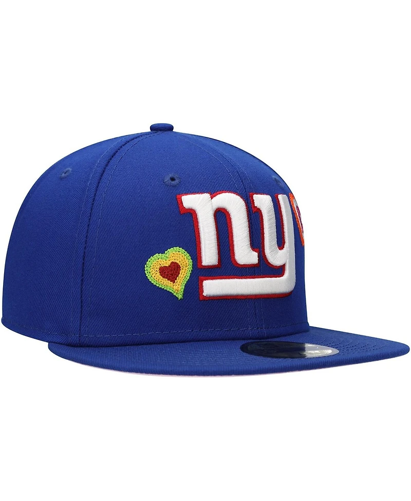 New Era Men's Royal New York Giants Chain Stitch Heart 59FIFTY Fitted Hat