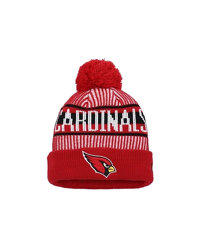 New Era Big Boys and Girls Cardinal Arizona Cardinals Striped Cuffed With Pom Knit Hat