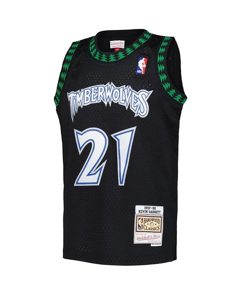 Mitchell & Ness Big Boys and Girls Kevin Garnett Black Minnesota Timberwolves 1997/98 Hardwood Classics Swingman Jersey
