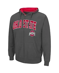 Colosseum Men's Charcoal Ohio State Buckeyes Logo Full-Zip Hoodie