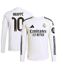 Adidas Men's Kylian Mbappe White Real Madrid 2025/26 Home Authentic Long Sleeve Player Jersey