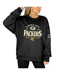 Gameday Couture Women's Black Green Bay Packers Oversized Players Only Label Pullover Sweatshirt