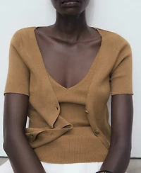 Mango Women's Mixed Ribbed Sweater
