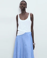Mango Women's Striped Linen-Blend Skirt