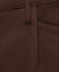 Mango Women's Frayed Hem and Pleats Denim Shorts