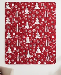 Greenland Home Fashions Peppermint Party Jacquard Woven Reversible Holiday Throw, 50" x 60"