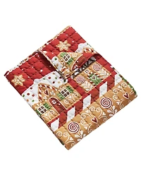 Greenland Home Fashions Gingerbread Lane Novelty Holiday Reversible Throw, 50" x 60"